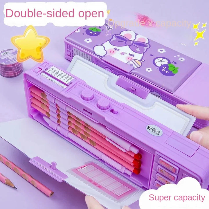 Multi Functional Stationery Box Smart Female Password Lock High Tech Pencil Case  Mechanism Bilayer Girls School Students