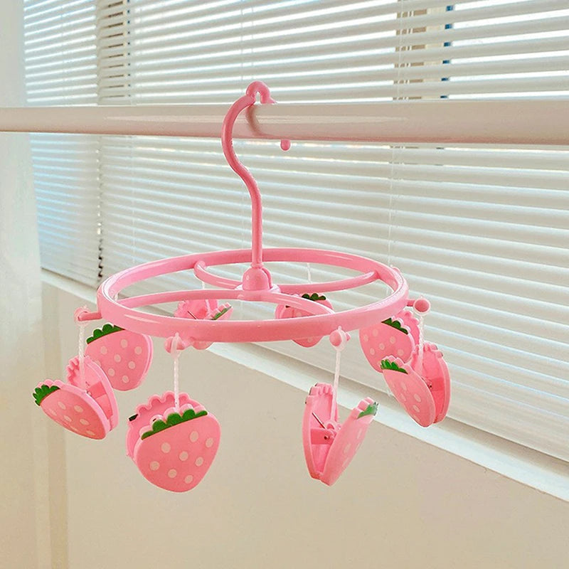 Cute Strawberry Heart Clothes Hanger Windproof Socks Underwear Drying Rack Household Storage Laundry Rack