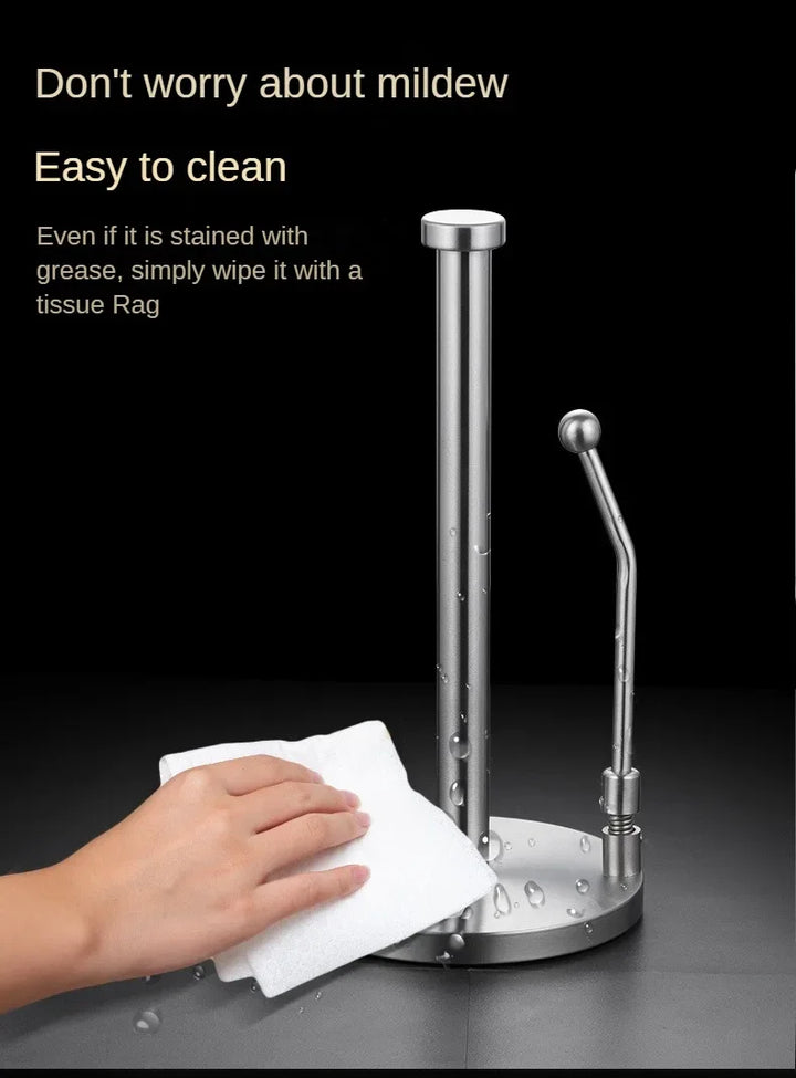 Stainless Steel Paper Towel Holder Vertical Paper Roll Holder Creative Kitchen Paper Towel Holder No Punch Cling Film Holder