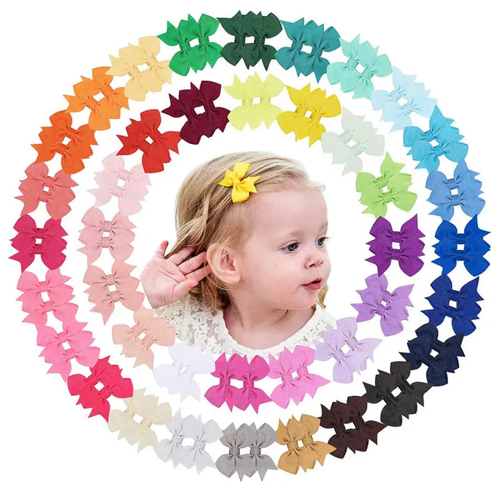 40Pcs Hair Bow Clips For Toddler Girls Ribbon Newborn Bowknot Hairpin Barrettes Cute Hair Bow Clip Headwear Kid Hair Accessories