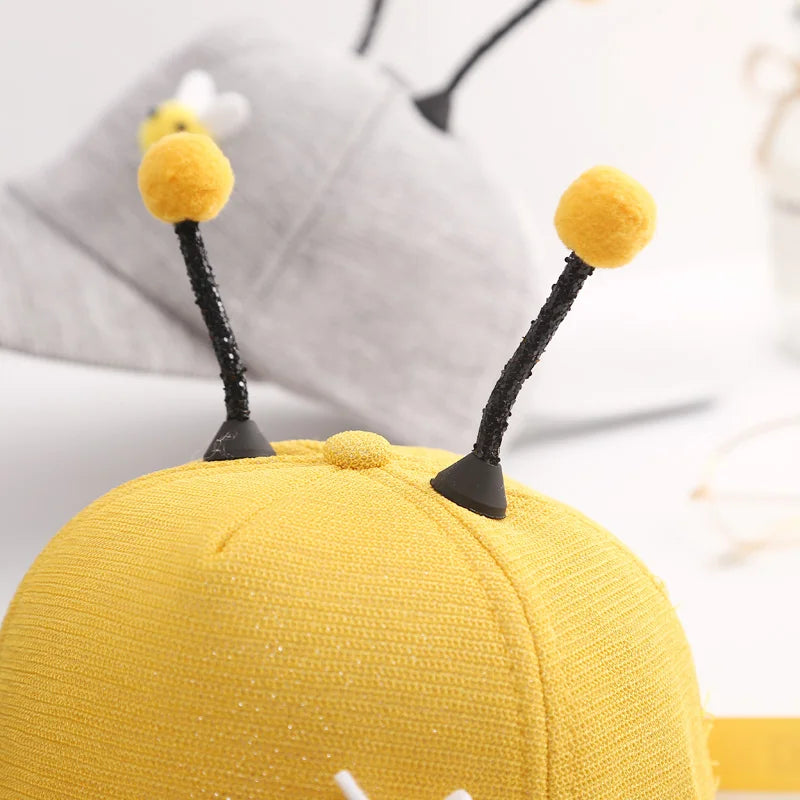 Children Baseball Cap For Girls Boys 3D Little Bee Adjustable Mesh 2024 Summer Kids Hip Hop Hat Sun Cap