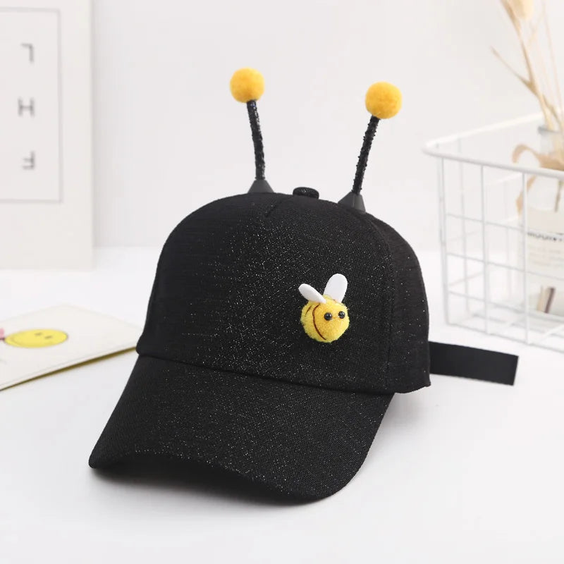 Children Baseball Cap For Girls Boys 3D Little Bee Adjustable Mesh 2024 Summer Kids Hip Hop Hat Sun Cap