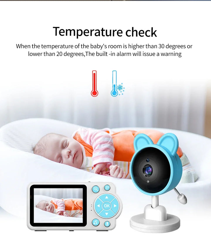 2.8 Inch Video Baby Monitor CCTV Camera 4X Zoom Audio Night Vision Surveillance Camera With Temperature Display Screen Babyphone