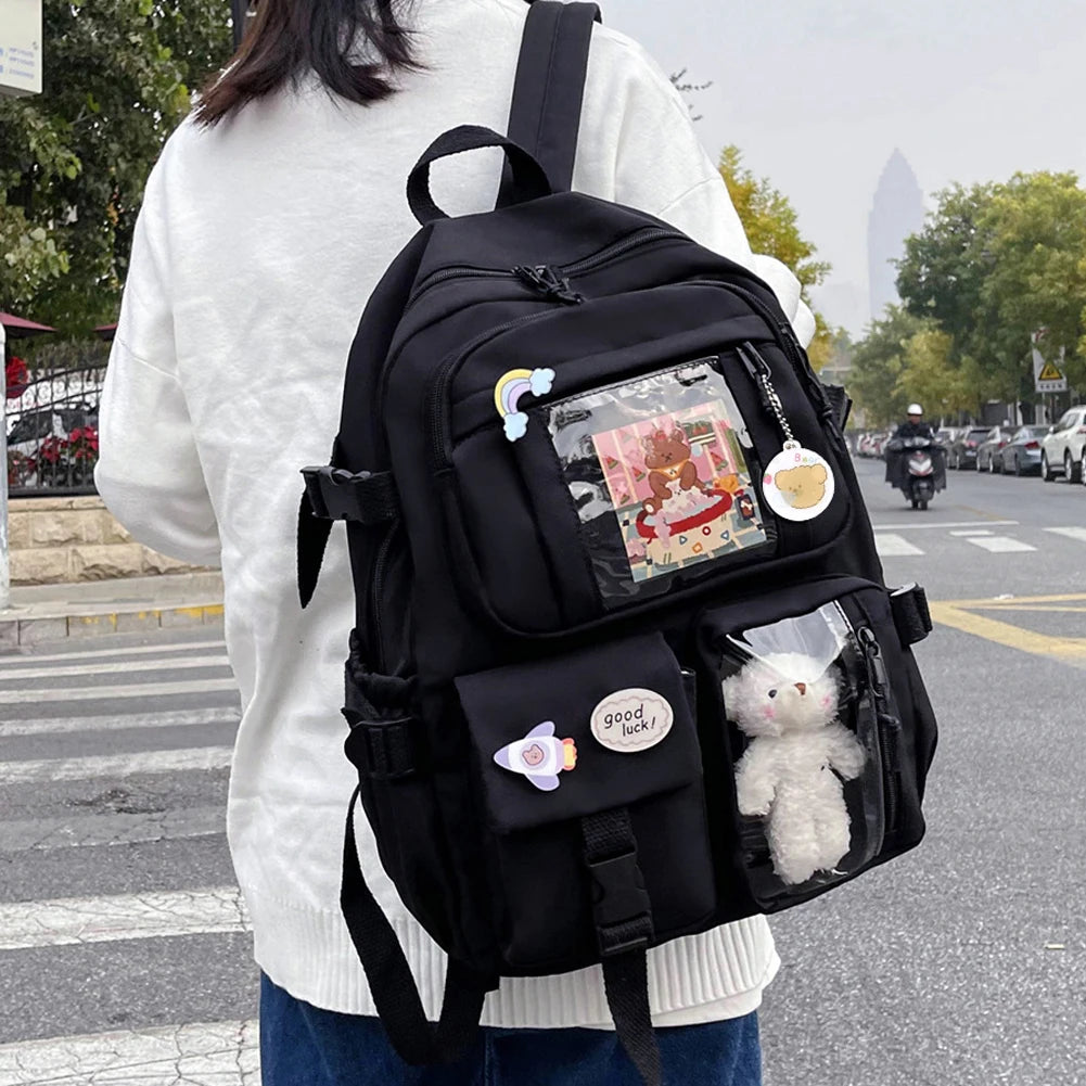 Cute Japanese Kawaii Backpack with Plush Pendant