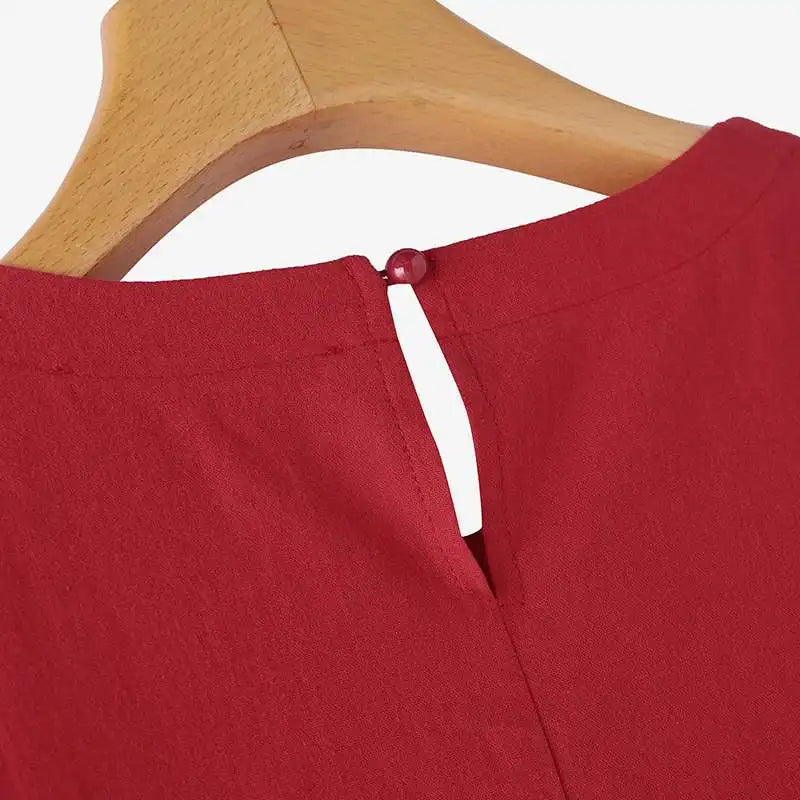 ZANZEA Women Vintage Cotton Solid Blouses Fall 2024 Casual Loose O Neck 3/4 Sleeve Blusas Mujer Leisure Holiday Commute Shirts