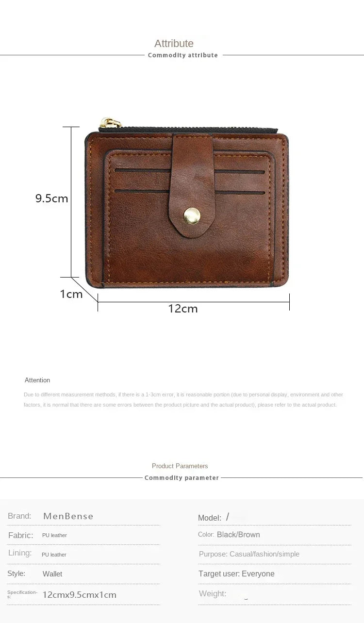 Men Fashion Credit ID Card Holder Wallet Male Slim Leather Wallets with Coin Pocket Luxury Brand Designer Brown Business Purse