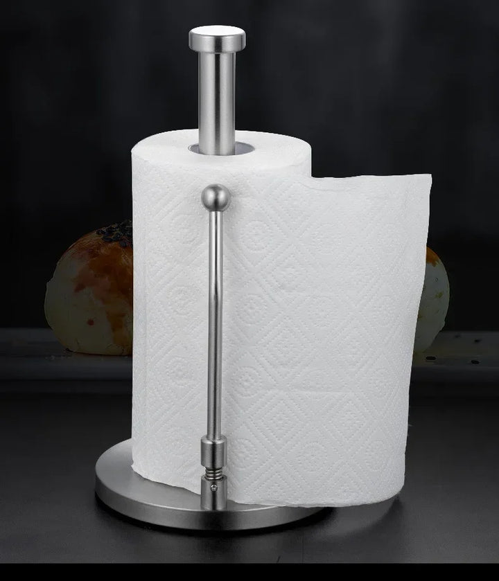 Stainless Steel Paper Towel Holder Vertical Paper Roll Holder Creative Kitchen Paper Towel Holder No Punch Cling Film Holder