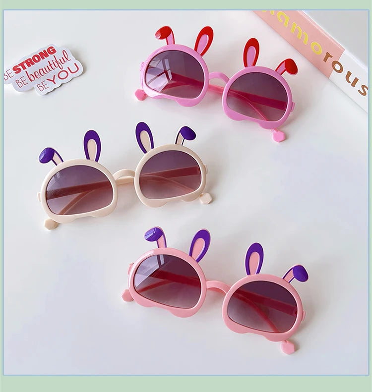 2024 New Children Fashion Colors Rabbit Ears UV400 Sunglasses Baby Girls Cute Outdoor Sun Protection Sunglasses Kid Sun Glasses