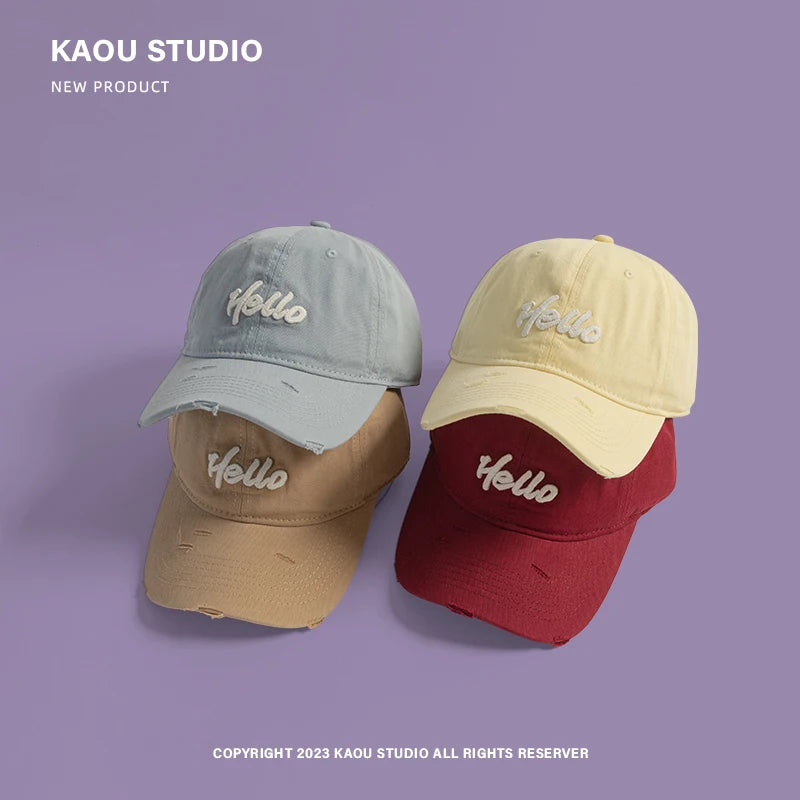 Spring and Summer Sunshade cute Baseball Caps for Women Japanese Fresh Student Sports Versatile Curved Brim Hole Men's Hats