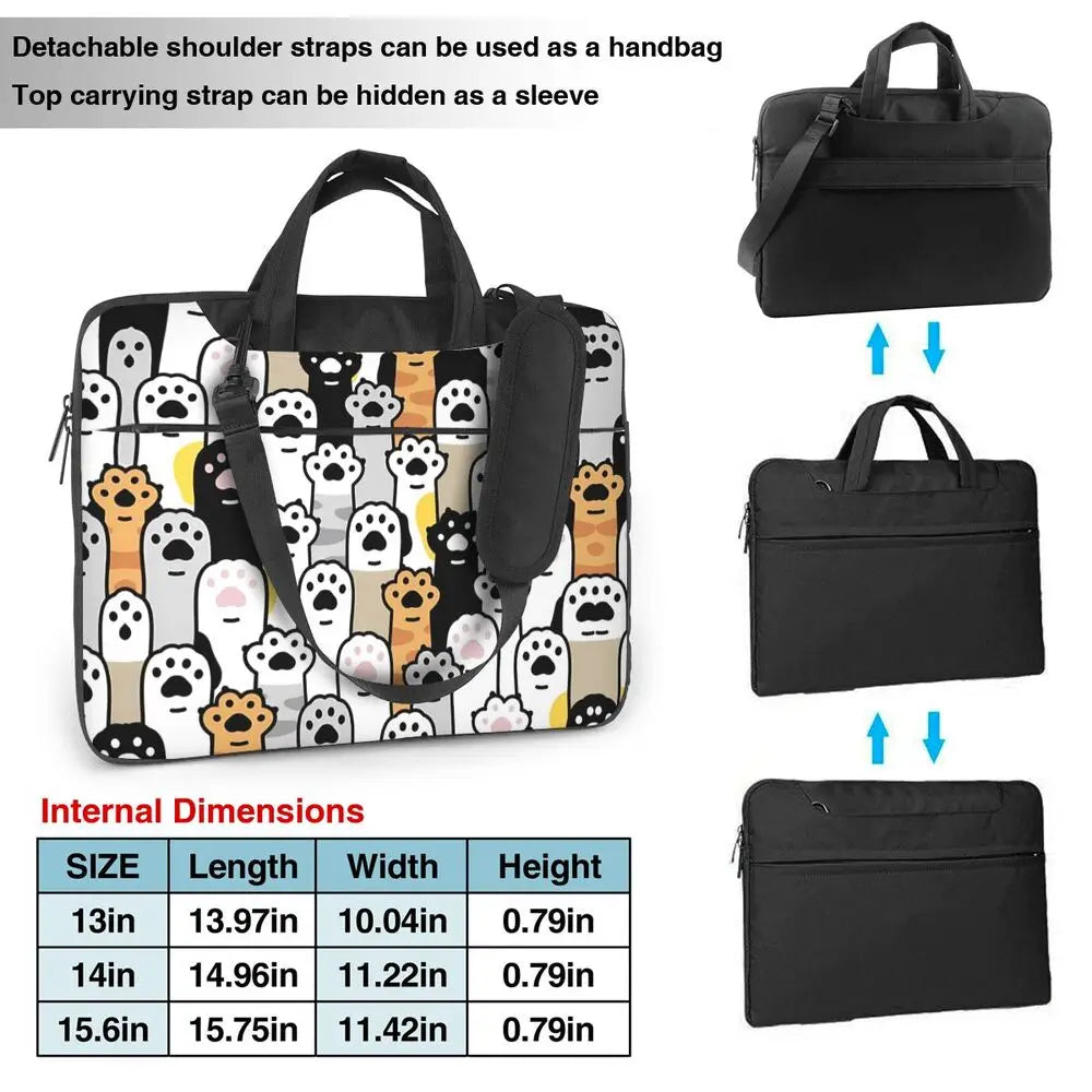 Laptop Bag Cat Paw Kitten Footprint Notebook Pouch Animal Cartoon Portable 13 14 15 15.6 Fashion Computer Pouch For Macbook Air