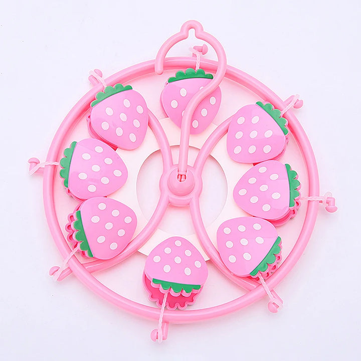 Cute Strawberry Heart Clothes Hanger Windproof Socks Underwear Drying Rack Household Storage Laundry Rack