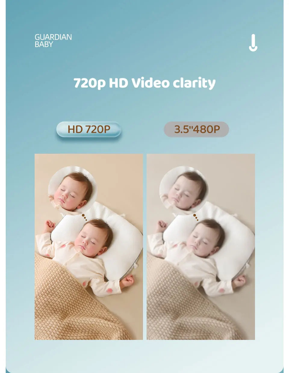 4.3 "video baby monitor with gimbal camera 2.4G wireless two-way audio night vision crying temperature detection security camera