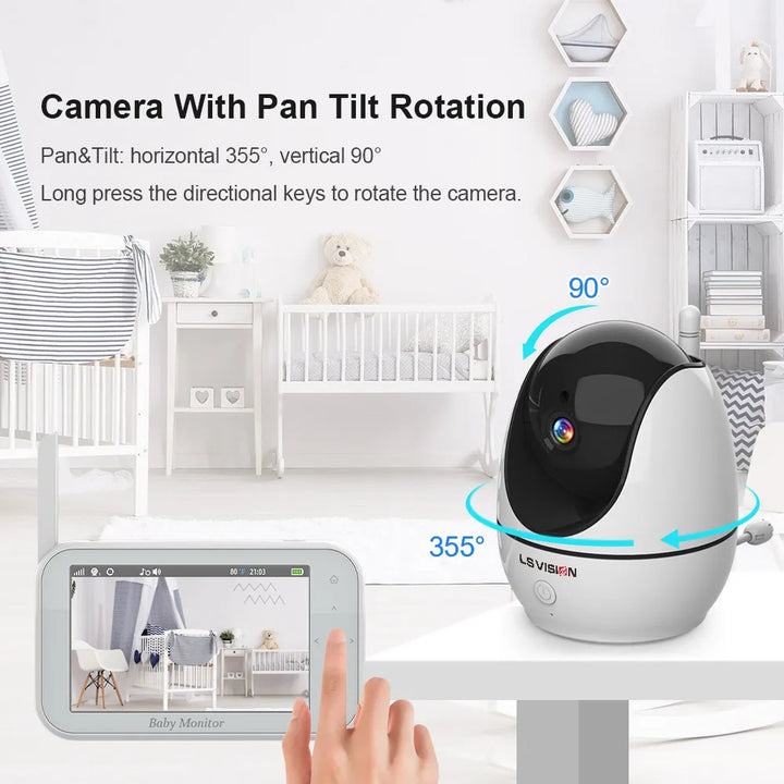 LS VISION 4.3 Inch Video Baby Monitor With Pan Tilt Camera 2.4G Wireless Two Way Audio Night Vision Security Cameras Babysitter