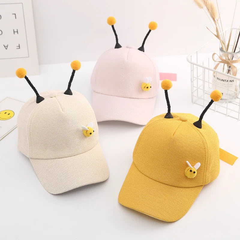 Children Baseball Cap For Girls Boys 3D Little Bee Adjustable Mesh 2024 Summer Kids Hip Hop Hat Sun Cap