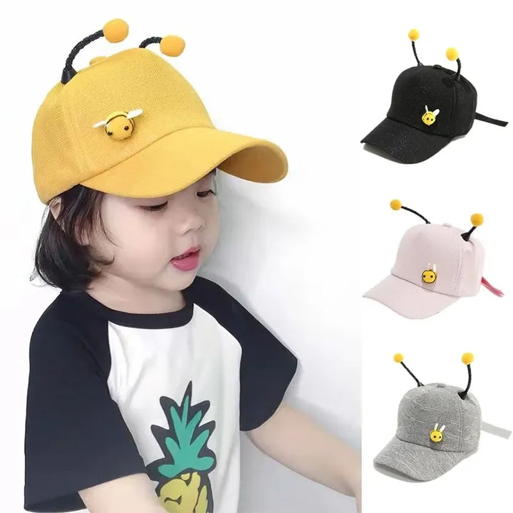 Children Baseball Cap For Girls Boys 3D Little Bee Adjustable Mesh 2024 Summer Kids Hip Hop Hat Sun Cap