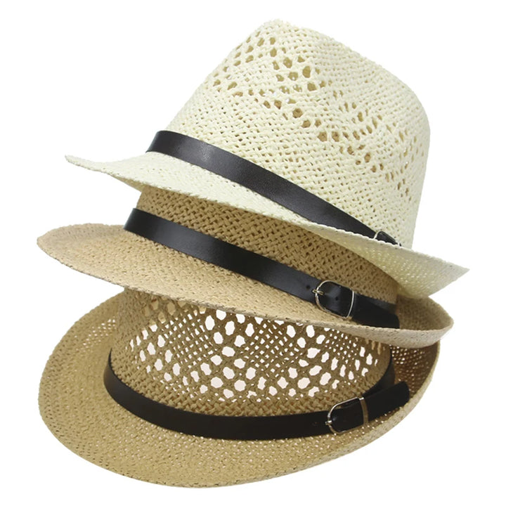 Man Hat Sumner Straw Hats Beach Panamas Belts Formal Casual Solid Sun Protection Hats for Women Jazz Cap for Men Sombrero Hombre