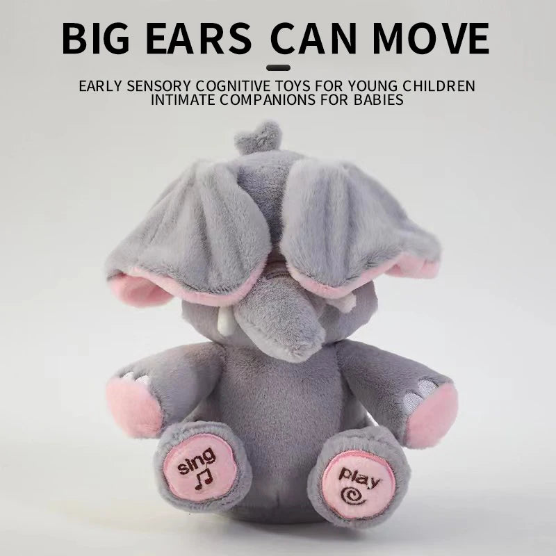 Animated Elephant Toys Plush Singing Elephant with Ears Moving Electric Plush Toy Cute Elephant Stuffed Animal Toy for Baby Gift