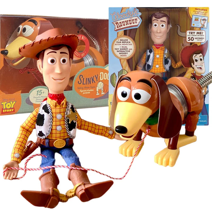 Disney Pixar Toy Story 4 Woody Action Figures Slinky Dog Action Figures Talking English Movie Sound Doll  Kids Birthday Gift