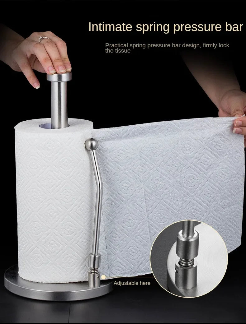 Stainless Steel Paper Towel Holder Vertical Paper Roll Holder Creative Kitchen Paper Towel Holder No Punch Cling Film Holder