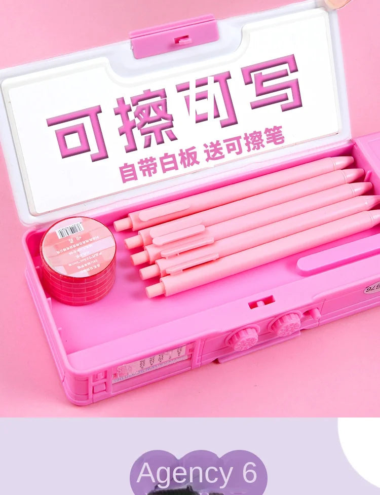 Multi Functional Stationery Box Smart Female Password Lock High Tech Pencil Case  Mechanism Bilayer Girls School Students