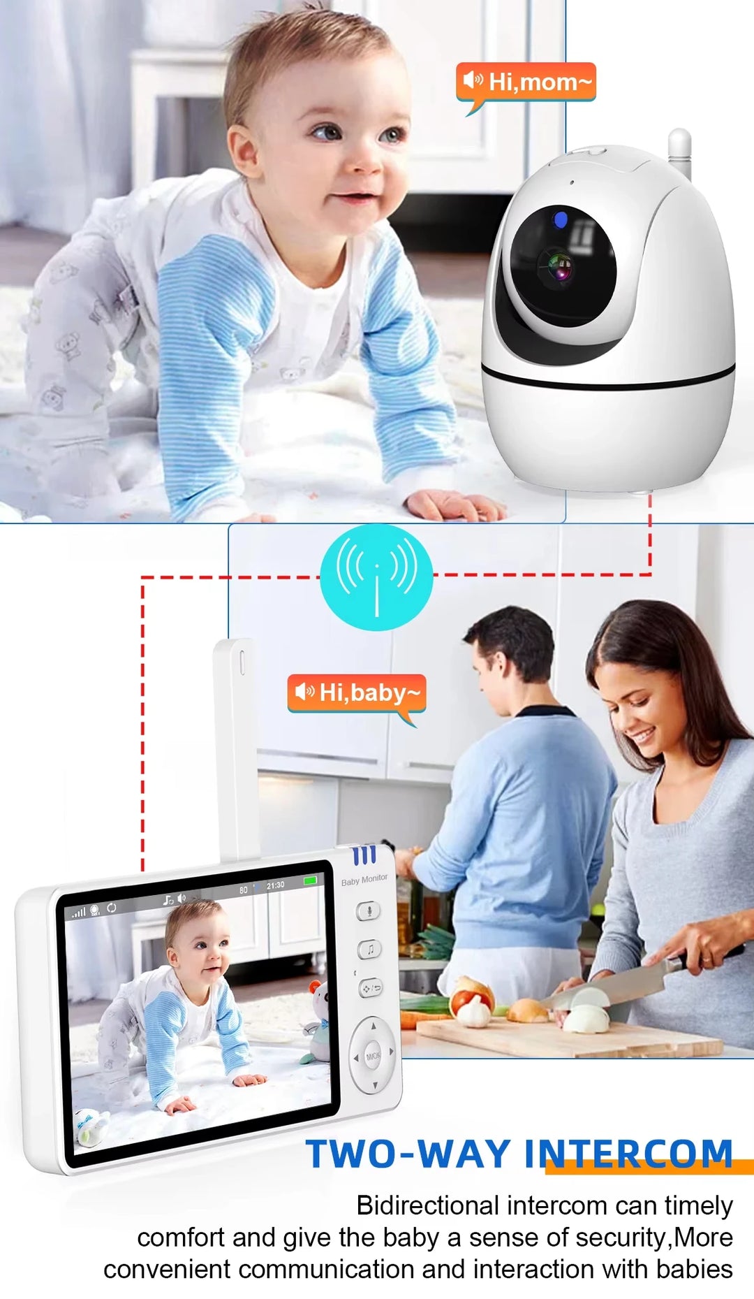 Newest 5.0 Inch Two Way Audio Temperature Night Vision Baby Crying Detection Monitoring Video Babyfoon Baby Monitor With Camera