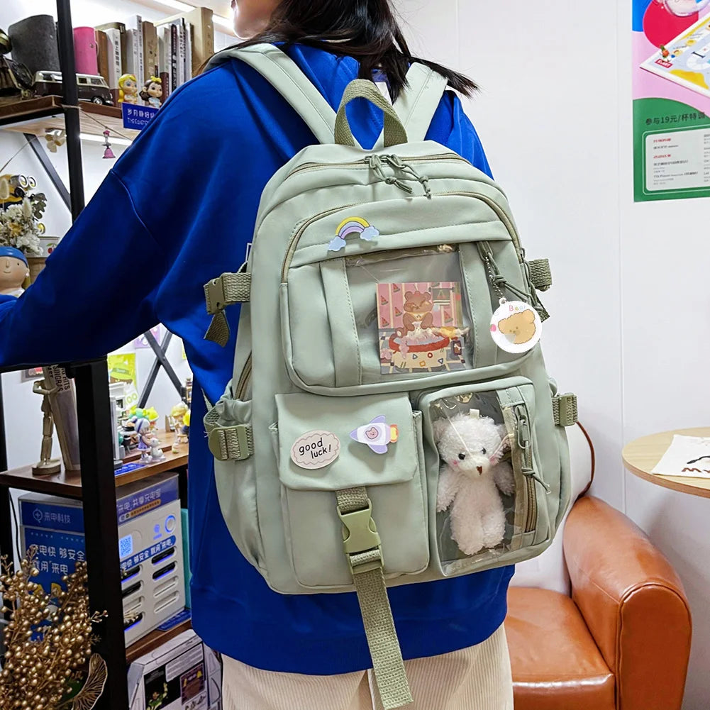 Cute Japanese Kawaii Backpack with Plush Pendant