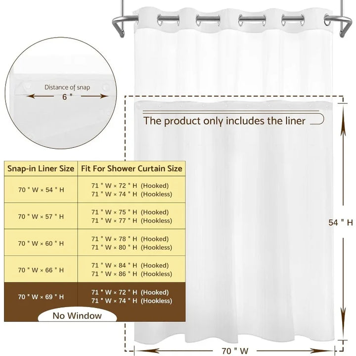 Fabric Snap-in Shower Curtain Liner