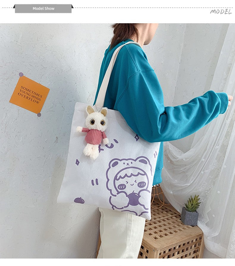 K-style Canvas Shoulder Bag Female Artistic Casual Handbag Harajuku Fresh Student Bag Minimalist Shopping Bags