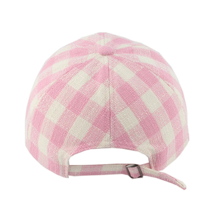 Korean Sweet Bowknot Embroidery Baseball Caps Women Girl Cute Pink Hat Outdoor Sun Visor Hats Adjustable Plaid Sunscreen Cap