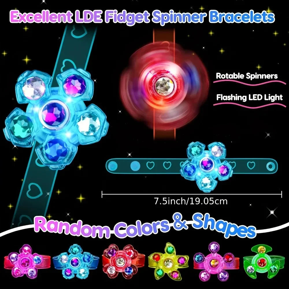 12 Pcs LED Luminous Fidget Spinner Bracelet