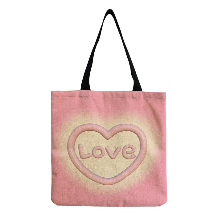 Stylish Beach Shoulder Bag for Women - Cartoon Heart Print Tote SimpleCute Things