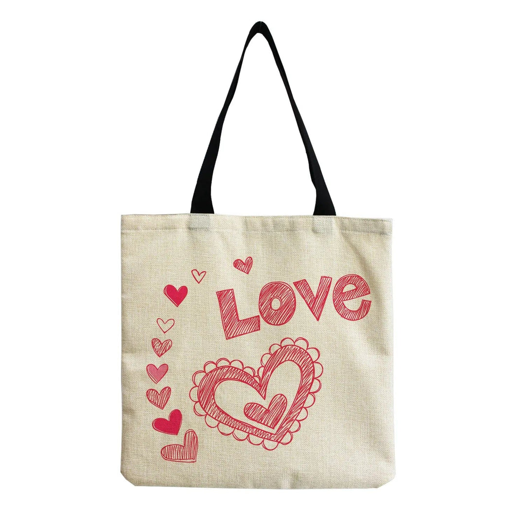 Stylish Beach Shoulder Bag for Women - Cartoon Heart Print Tote SimpleCute Things