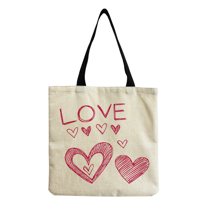 Stylish Beach Shoulder Bag for Women - Cartoon Heart Print Tote SimpleCute Things