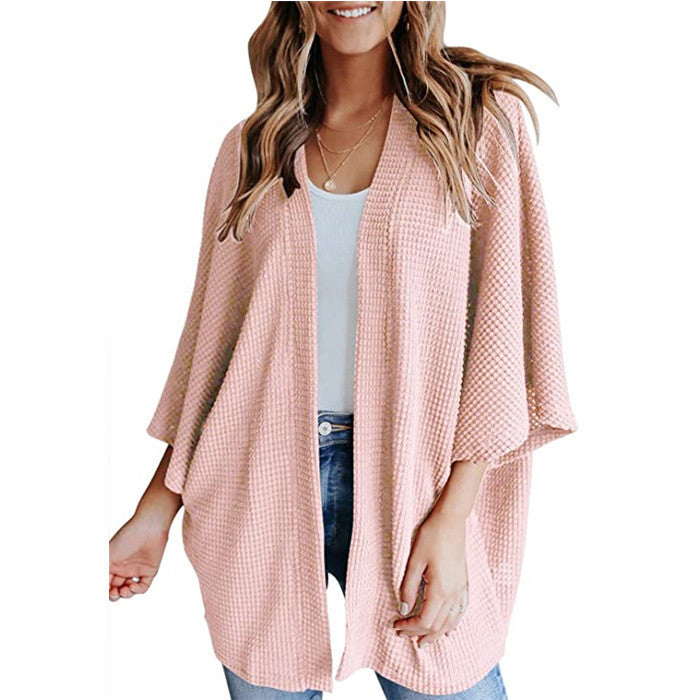 Bat Sleeve Waffle Gerson Women's Cardigan